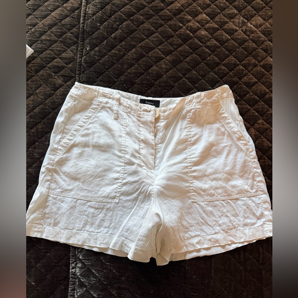 Theory Women's Crisp White Linen Bermudas